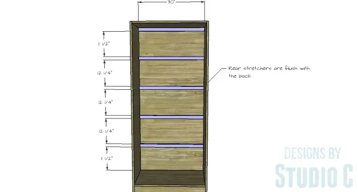 DIY Furniture Plans to Build a Rustic Pantry Cabinet - Cabinet Rear Stretchers