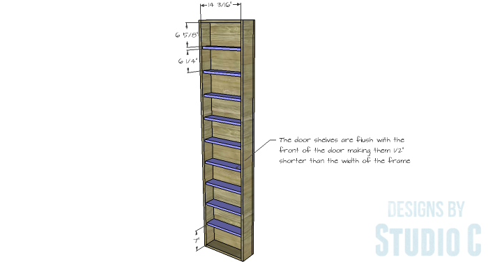DIY Furniture Plans to Build a Rustic Pantry Cabinet - Door Shelves